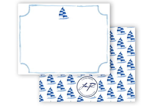 Blue Stripe Sailboat Stationery